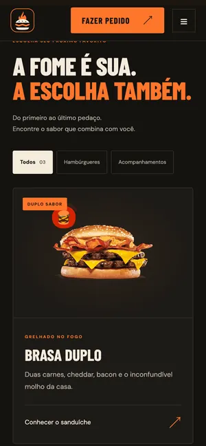 Cardápio no celular do site Brasa Club