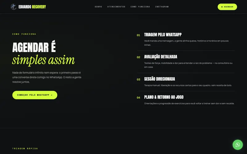 Seção Como funciona do site Eduardo Recovery